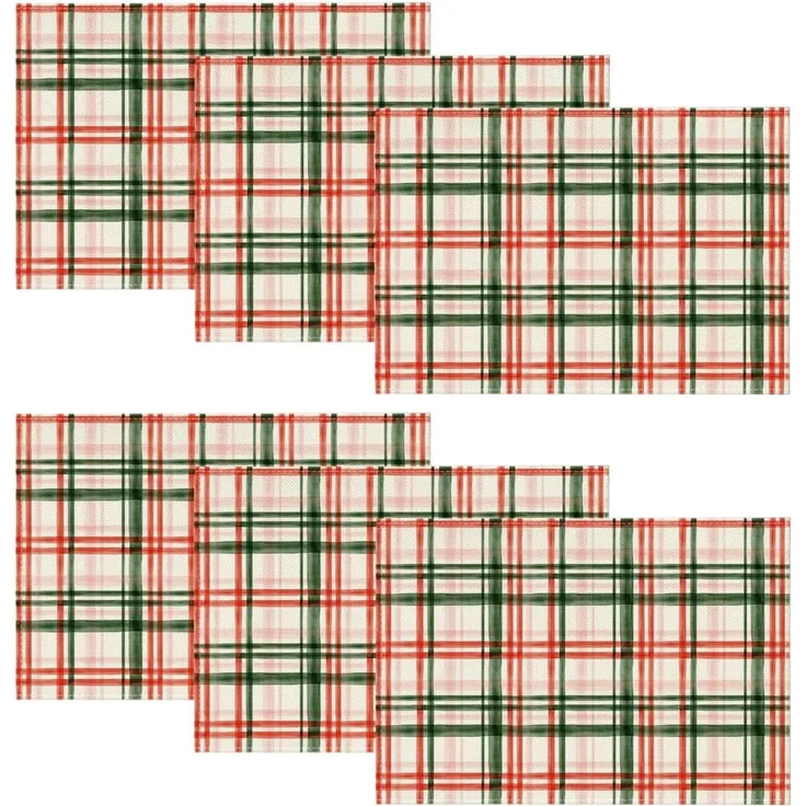 ABC Weihnachts-Platzset im Büffelkaromuster, 6-teilig, rot-grün kariert, 30 x 45 cm