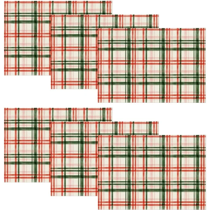 ABC Weihnachts-Platzset im Büffelkaromuster, 6-teilig, rot-grün kariert, 30 x 45 cm – Bild 1