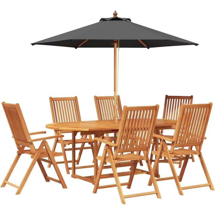 vidaXL Essgruppe für draußen mit Sonnenschirm 8 stk. 6-Sitzer 3438543 – Bild 2