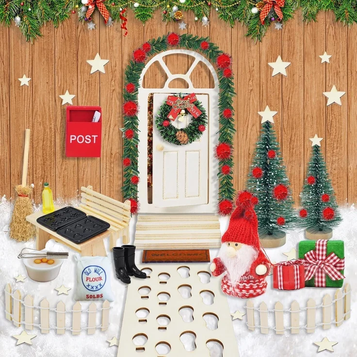 70 Miniatur Wichtel Weihnachten Set Wichteltür Zubehör Holz Deko Figuren – Bild 1