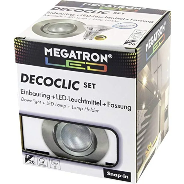 Megatron MT75404 Einbauleuchte LED GU10, GU5.3 6W, gebürstetes Eisen