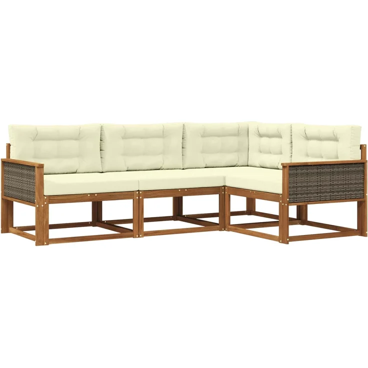 vidaXL Outdoor-Sofagarnitur 4 stk. 4-Sitzer Natur und Creme 3382518 – Bild 2