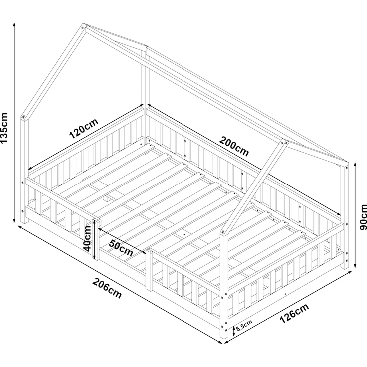 Hausbett Sisimiut 120x200 cm Hellgrau / Weiß [en. casa] – Bild 4