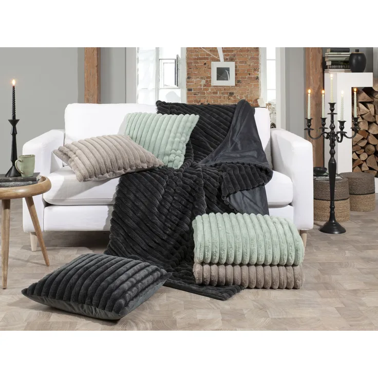 casa NOVA Wohndecke CORD BT 150x200 cm grau Decke Kuscheldecke Sofadecke Couchdecke Plate