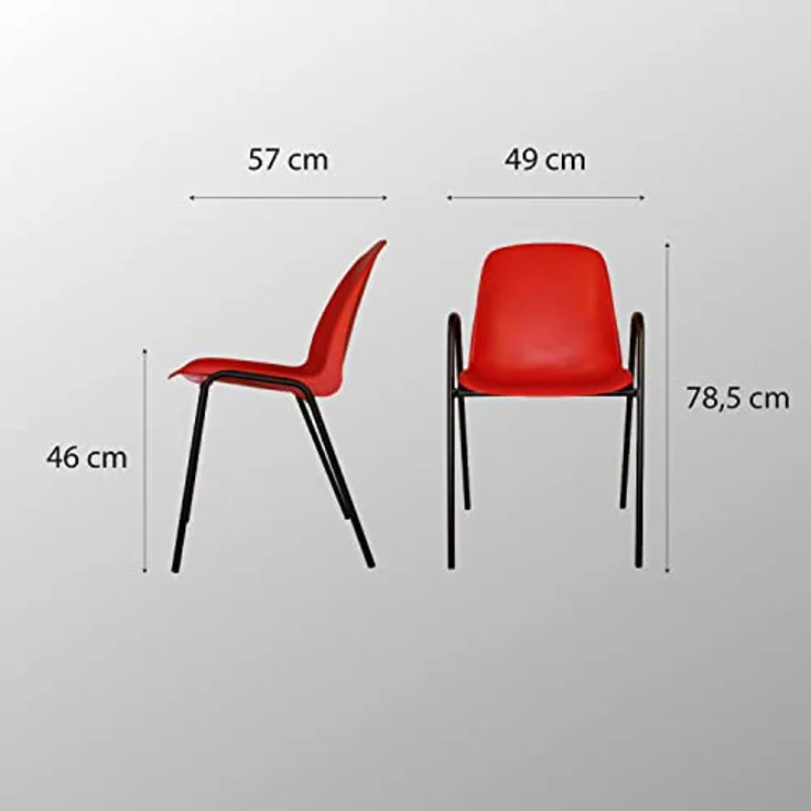 OFITURIA Bürostuhl ohne Rollen, Stuhl aus Kunststoff mit Metallrahmen, Stuhl für Wartezimmer, Empfang, Tagungen, Konferenzen usw. (12 Stühle, weiß) – Bild 3