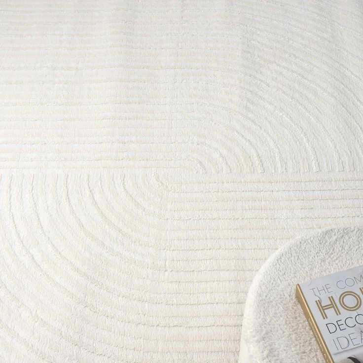 Vimoda Teppich Teppich Wohnzimmer Boho Design dünn kurzflur teppich, Rechteckig, Höhe: 6 mm, Hoch Tief Effekt 3D Teppich, in Creme, Grau &Taupe Läufer Schlafzimmer – Bild 5