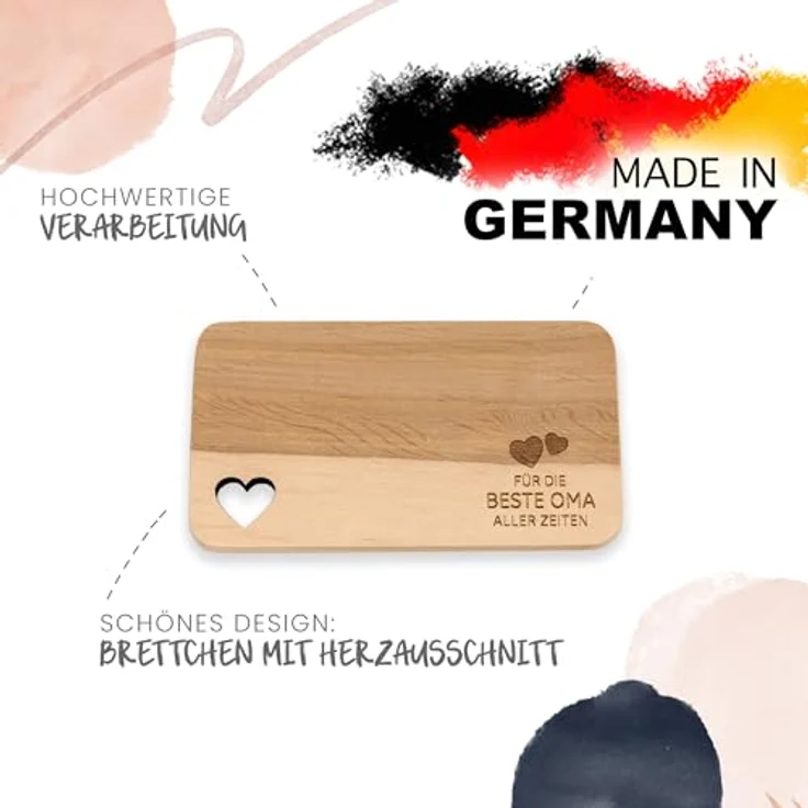 Spruchreif® Frühstücksbrett Frühstücksbrettchen aus Holz · Brotzeitbrett mit Gravur · Geschenk für Familie · Holzbrettchen mit Herzausschnitt – Bild 4