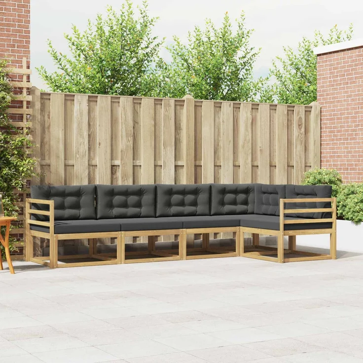 vidaXL Outdoor-Sofagarnitur 5 stk. 5-Sitzer Weiß und Anthrazit 3386431 – Bild 1