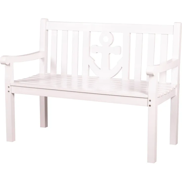 Mahagoni Gartenbank - bene living - Anker 120 cm - weiß