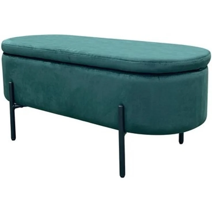 byLIVING Bank NOVA/Samt/Metall schwarz pulverbeschichtet/Polsterbank mit Stauraum/B 95, H 42, T 37,5 cm (Samt, dunkelgrün) – Bild 4