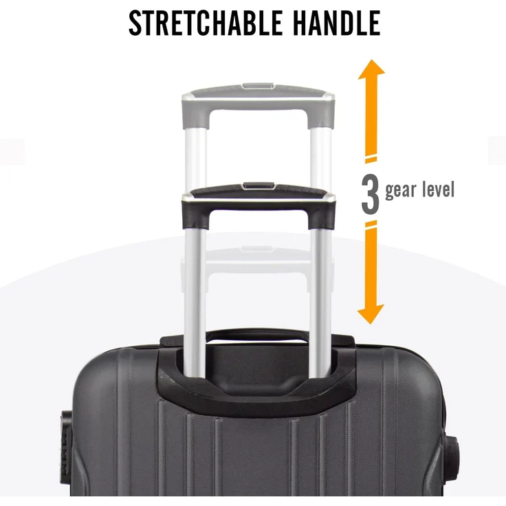 Todeco Mittelgroßer Koffer Trolley 68cm, Zwillingsrollen Reisekoffer Koffer Trolleys, 4 Rollen Leicht Hartschale aus ABS Aufgabegepäck, 68x45x26cm, 66 Liter, Anthrazitgrau – Bild 7