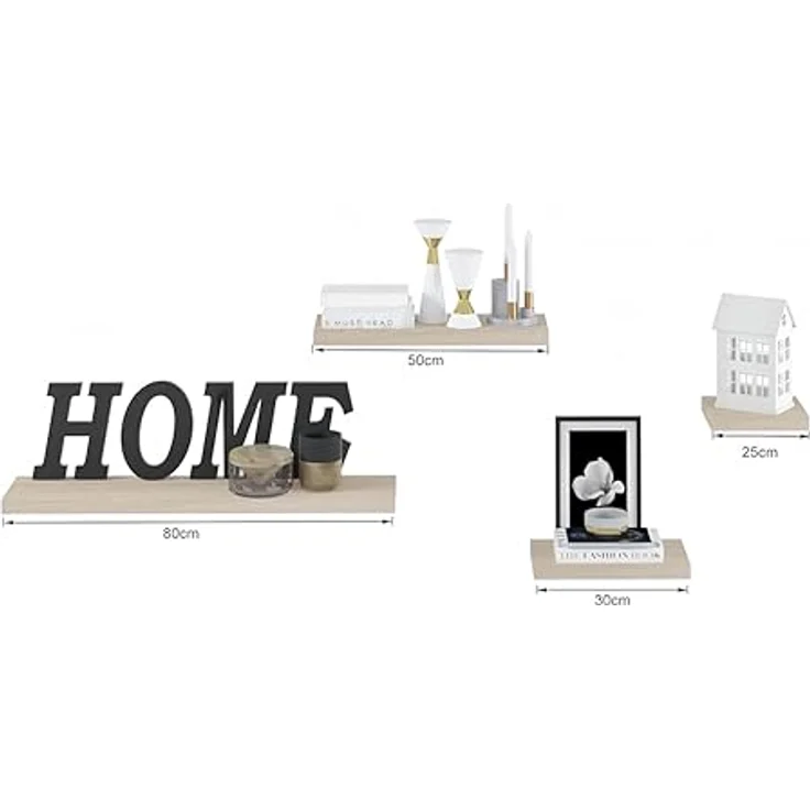 EUGAD Wandregal Wandboard Buchregal Hängeregal DVD CD Regal Holz Board 50cm Eiche 0115QJ – Bild 7