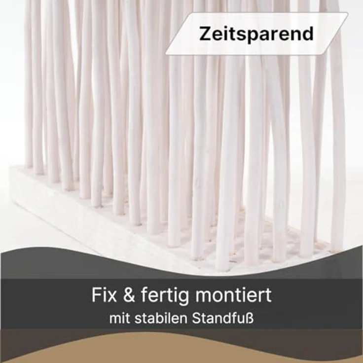 DESIGN DELIGHTS Paravent RAUMTEILER "WAVE", Weidenholz, 170x40cm (HxB), Paravent, Trennwand – Bild 5