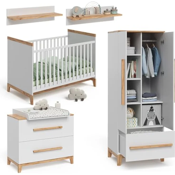 Kinderzimmer-Set Malia Weiß/Eiche 4er Set Vitalispa – Bild 7