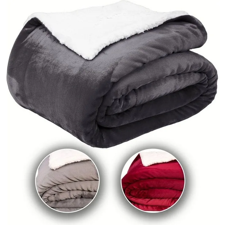 Komfortec Kuscheldecke 150x200 cm, Oeko-TEX Zertifizierte Flauschig Fleecedecke, warm Sherpa Sofaüberwurf, Dick Sofadecke, Anthrazit