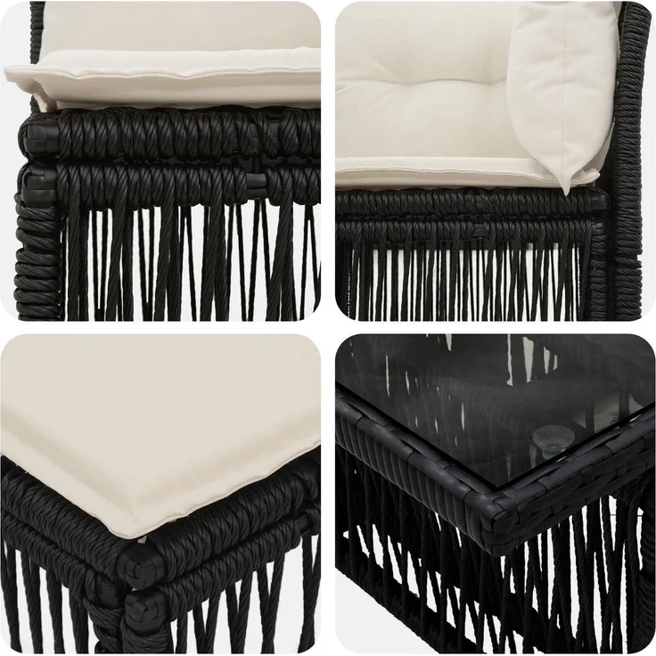 vidaXL Gartensofa-set 7 stk. Schwarz 100 x 55 x 73 cm Poly-Rattan 3436423 – Bild 7