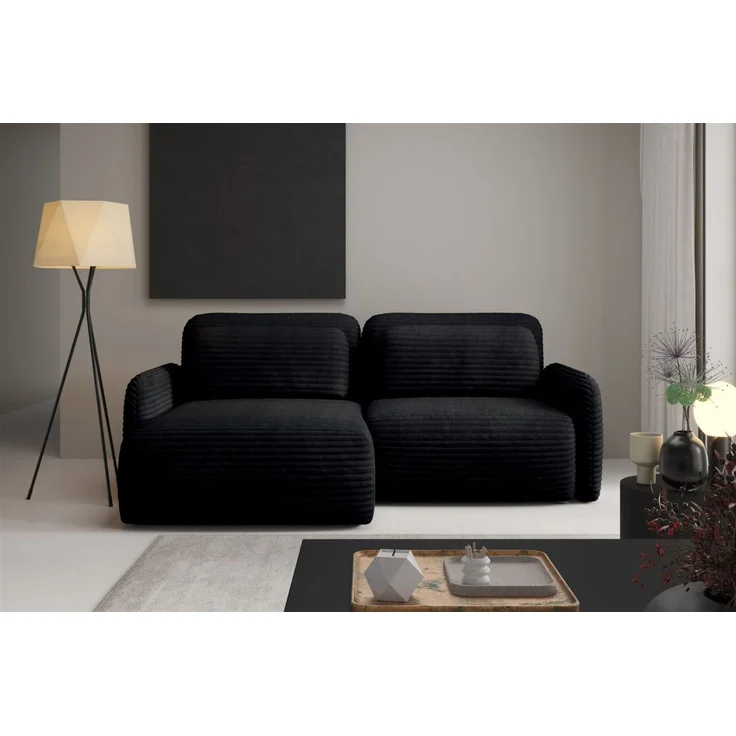 Ecksofa Schlafsofa Sofa SIMONE in Stoff Ambience Schwarz Ottomane Links – Bild 1