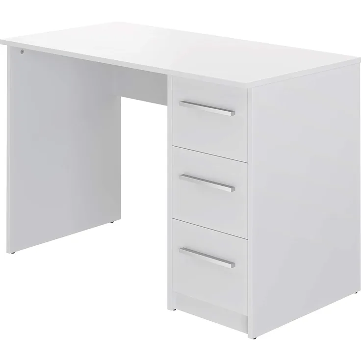 Amazon Marke - Movian Idro moderner Schreibtisch, Computertisch mit 3 Schubladen, 56 x 110 x 73,5, Weiß