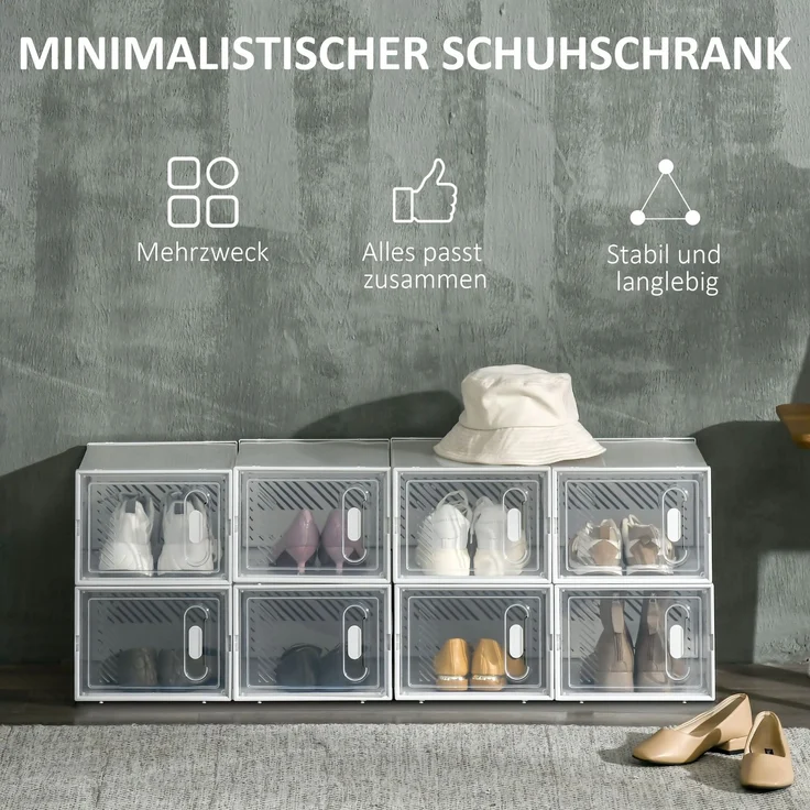 Modulares Regalsystem mit 8 Fächern, Steckregal, 25 cm x 35 cm x 19 cm, transparent--Transparent--35x25x19cm--YOUDENOVA – Bild 6