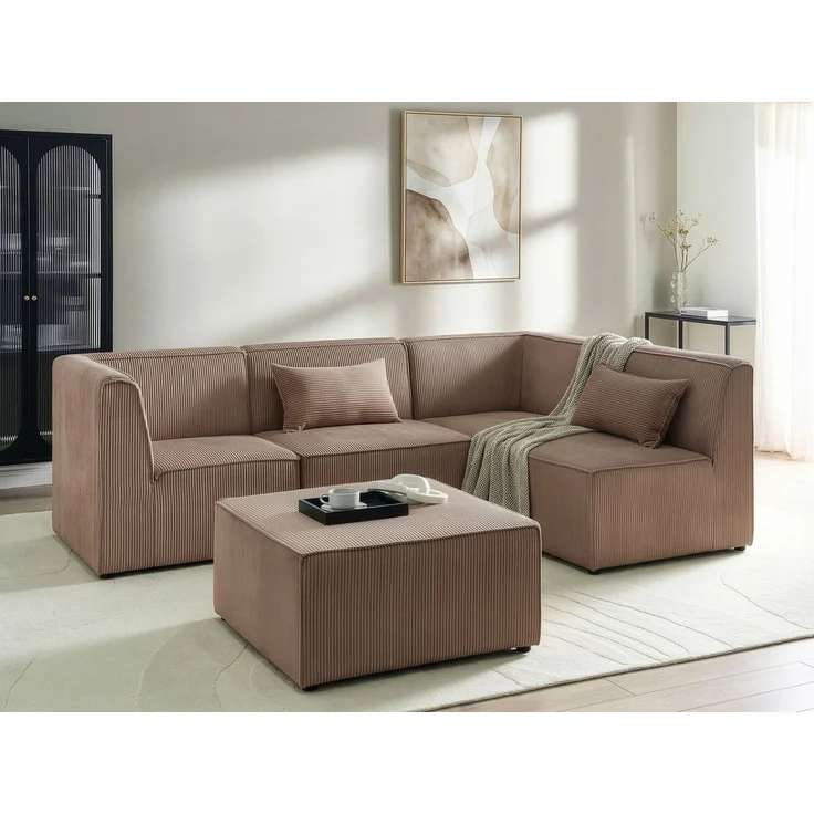 Modul Ecksofa 4-Sitzer LEMVIG Cord Sandbeige linksseitig – Bild 3