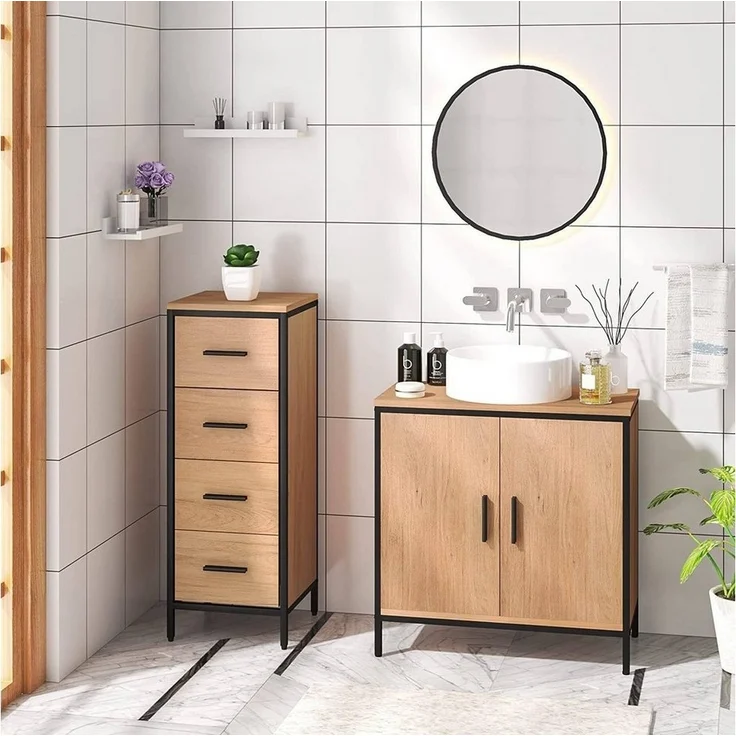 EUGAD Hochschrank (1-St) mit 4 Schubladen aus Metall + Holzwerkstoff, 30x82x30 cm – Bild 3