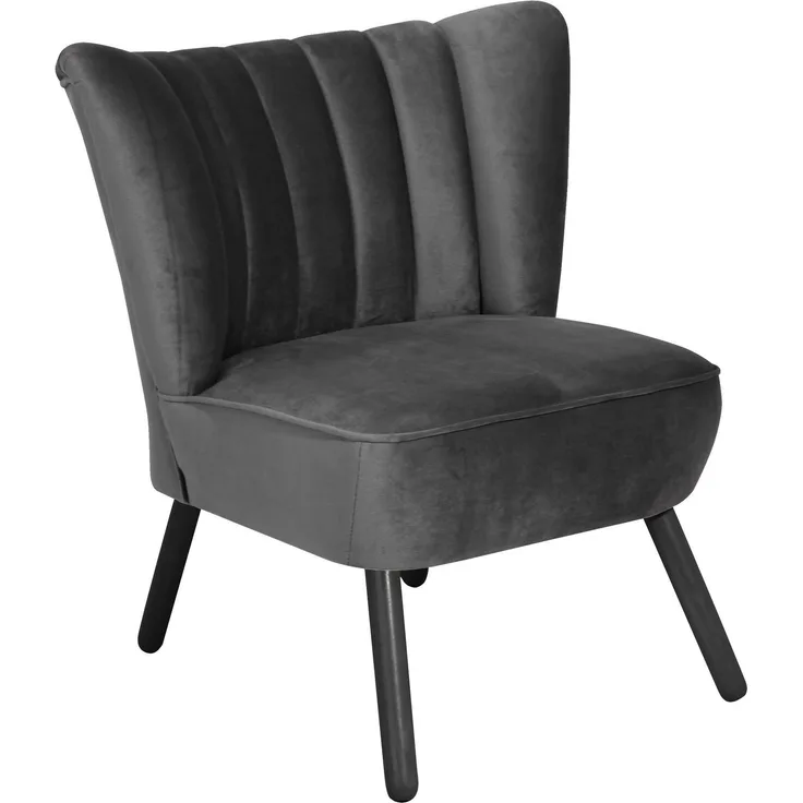 Sessel Kadisha Bezug Samtvelours Buche schwarz lackiert / anthrazit 21121
