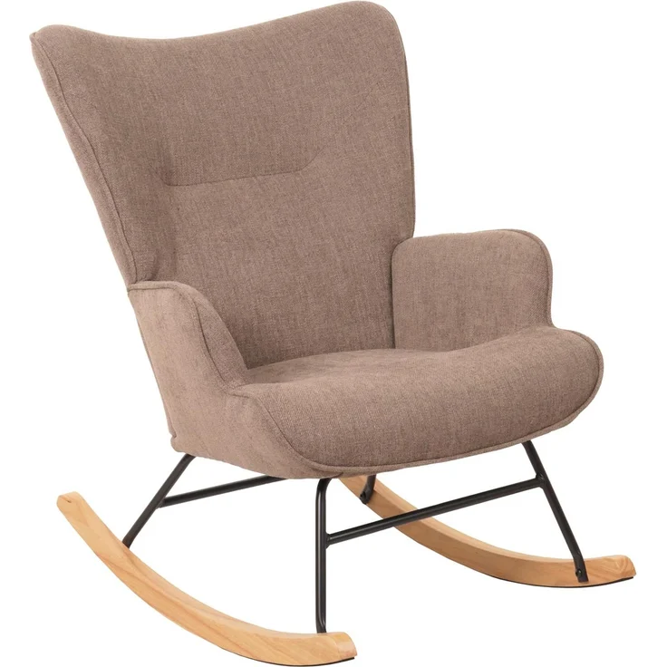 Schaukelstuhl HWC-N14, Schwingstuhl Relaxsessel Fernsehsessel, Massiv-Holz Metall Stoff/Textil 320g/m² ~ braun – Bild 8