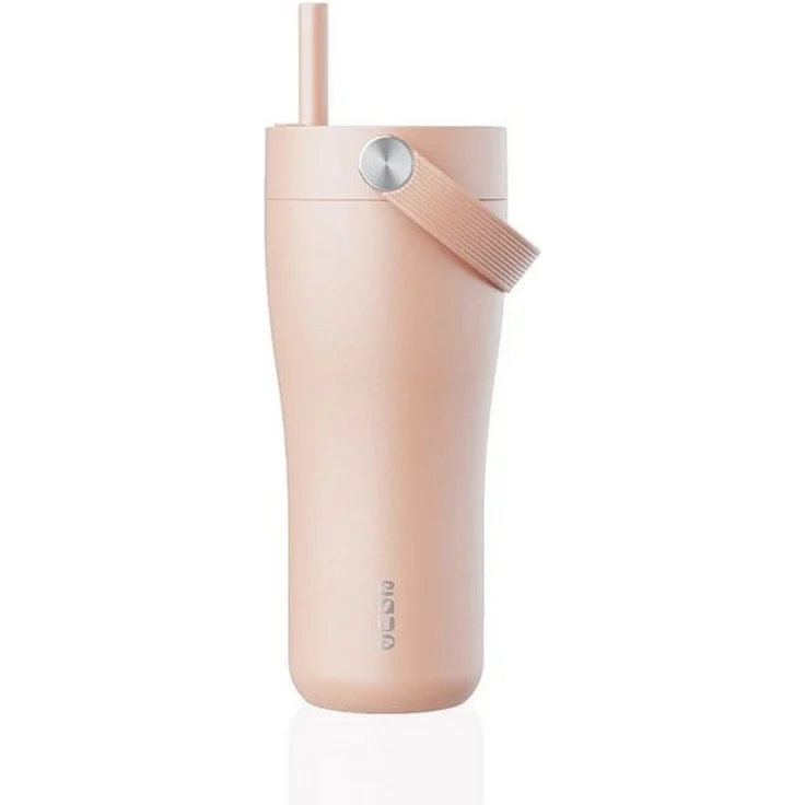 Thermo Trinkflasche mit Strohhalm Thermobecher Edelstahl EQUA Carry Cup 0,6L Rosa 685987 – Bild 4