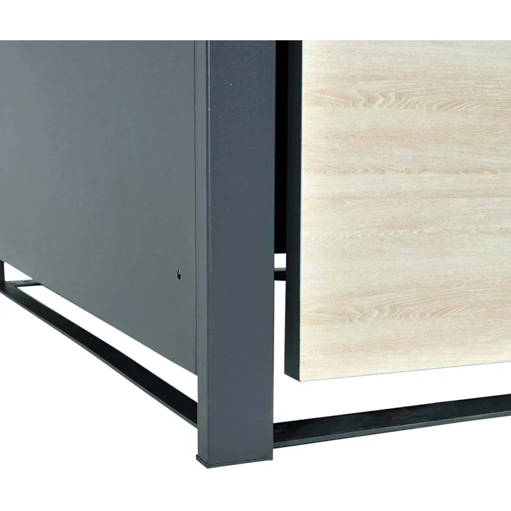 4er Mülltonnenverkleidung HWC-J82, Mülltonnenbox, erweiterbar, Metall 100kg, anthrazit ~ Buche-Holzoptik hellbraun – Bild 8