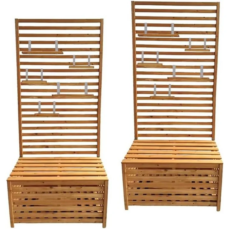 Divit Aufbewahrungsbox 2x Gartentruhe mit Regalen GR1 Gartenbank Pflanzregal – Bild 3