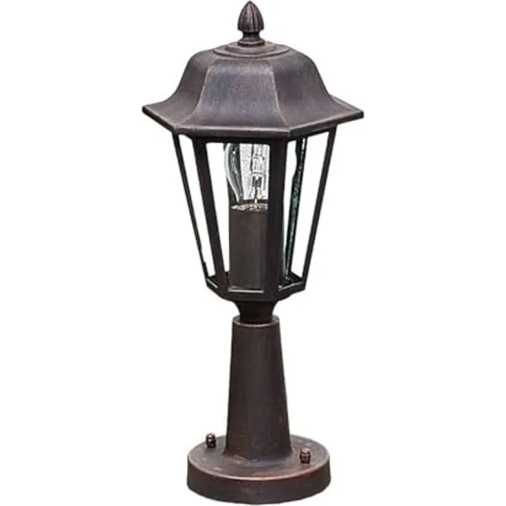 Lindby Außen-Stehlampe Lamina, Metall, Braun IP44, 1x15 W LED