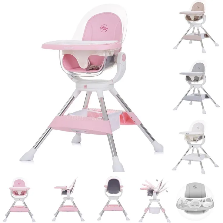 Chipolino Kinderhochstuhl Vision, Sitz 360° drehbar, Rückenlehne verstellbar rosa