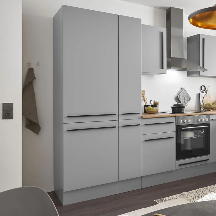 Stella Trading Denver Einbauschrank für Kühlschrank in Grau - Geräumiger Hochschrank Küchenschrank mit viel Stauraum - 60 x 211 x 57 cm (B/H/T) – Bild 2