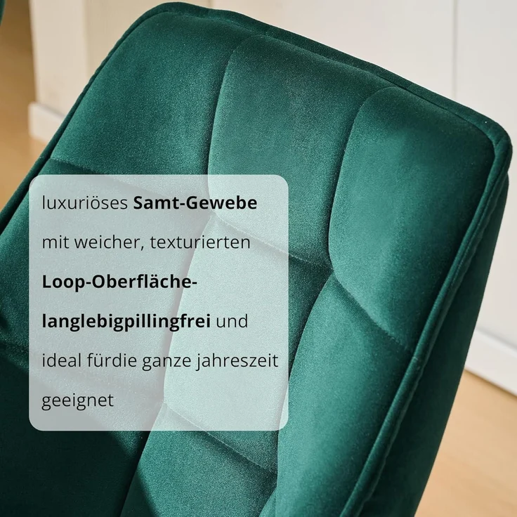Esszimmerstühle drehbar Armlehne Polsterstuhl 4er Set Samt Grün – Bild 6