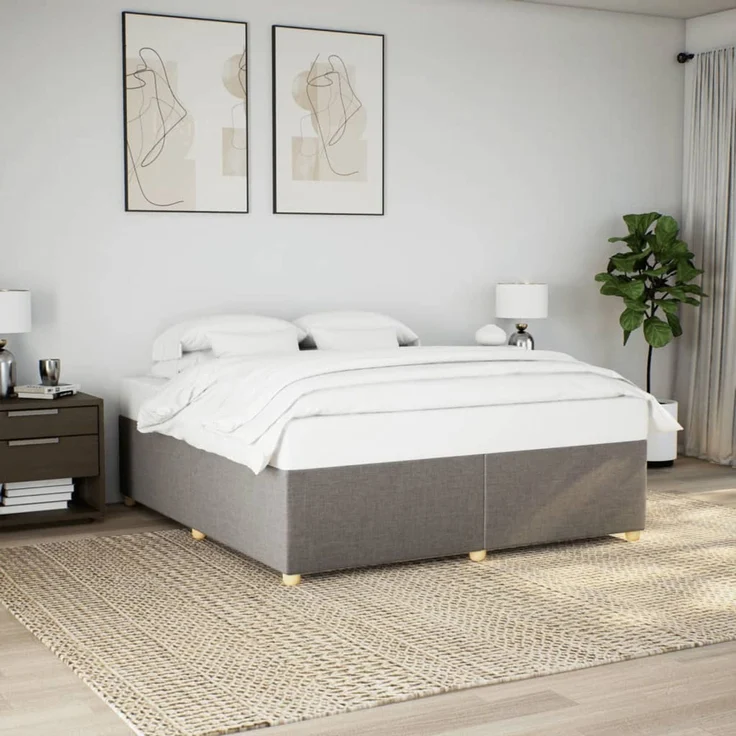 vidaXL Bettgestell ohne Matratze Taupe 180x200 cm Stoff 3284754 – Bild 1