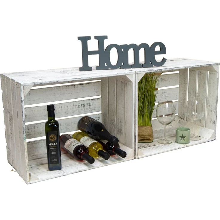 Kistenkolli Altes Land Allzweckkiste Obstkiste Johanna neu - Shabby weiß Weinkiste Apfelkiste Holzkiste (Spar-Set, 1er Set) – Bild 3