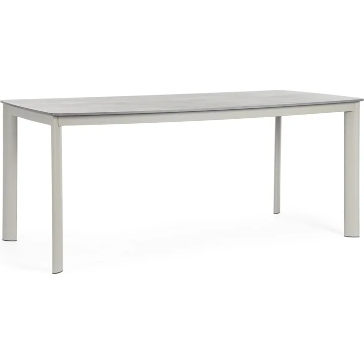 Gartenesstisch Alcora aus Aluminium und Stein, modern, beige Saturn, 180x90 cm, für 4–6 Personen