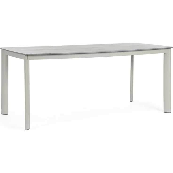 Gartenesstisch Alcora aus Aluminium und Stein, modern, beige Saturn, 180x90 cm, für 4–6 Personen – Bild 1