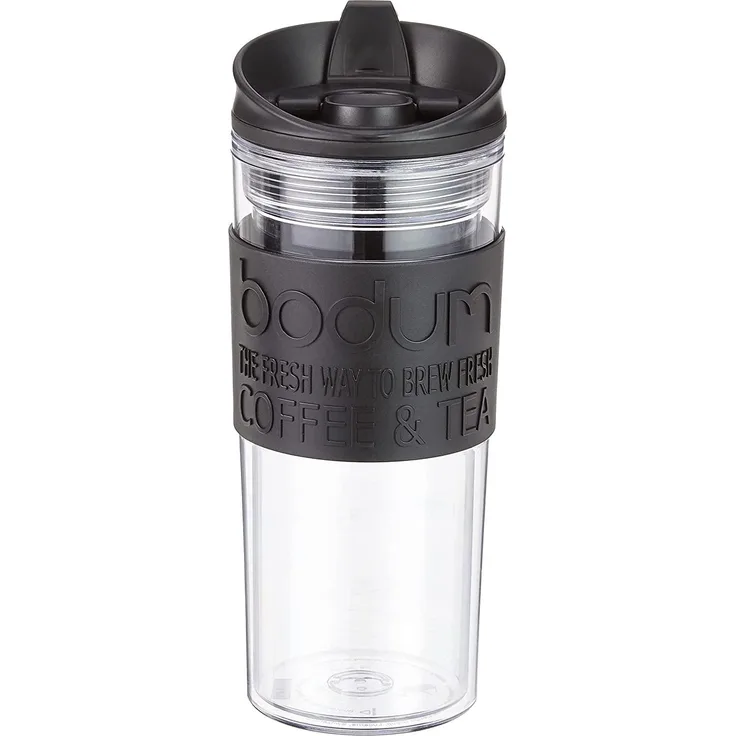 Bodum Travel 11101-01S Thermobecher aus Kunststoff, mit Klappdeckel, 0,45 l