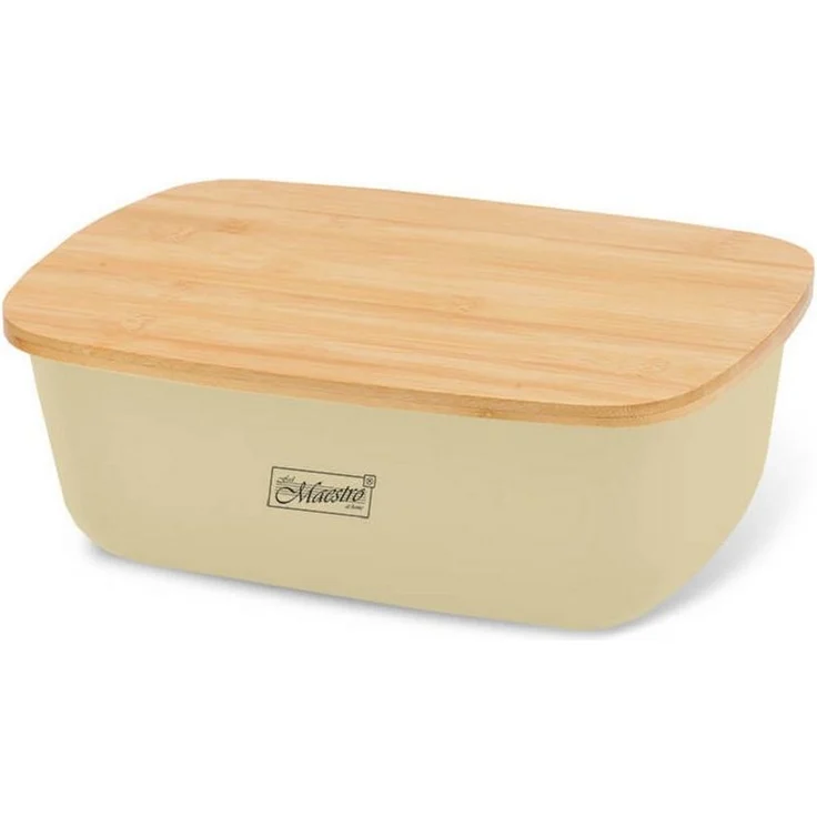 Feel Maestro Brotkasten MR-1776-IVORY Bambusdeckel, Kunststoff + Bambusholz, 35 x 24 x 12 cm – Bild 4