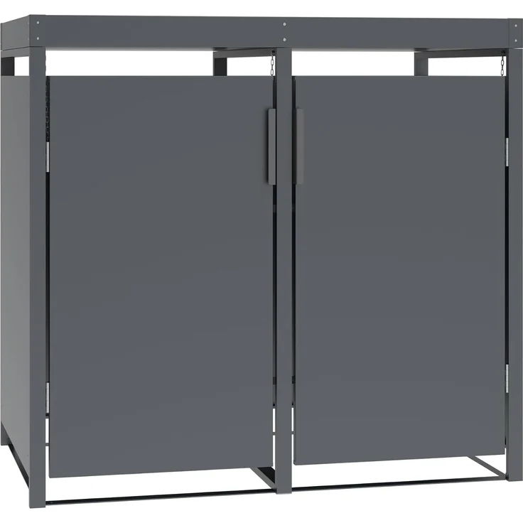 DEGAMO ULM Mülltonnenbox mit Pflanzwanne 2-er, Stahl verzinkt, anthrazit, 132x80x124cm für 2x Tonnen bis 240 Liter – Bild 3