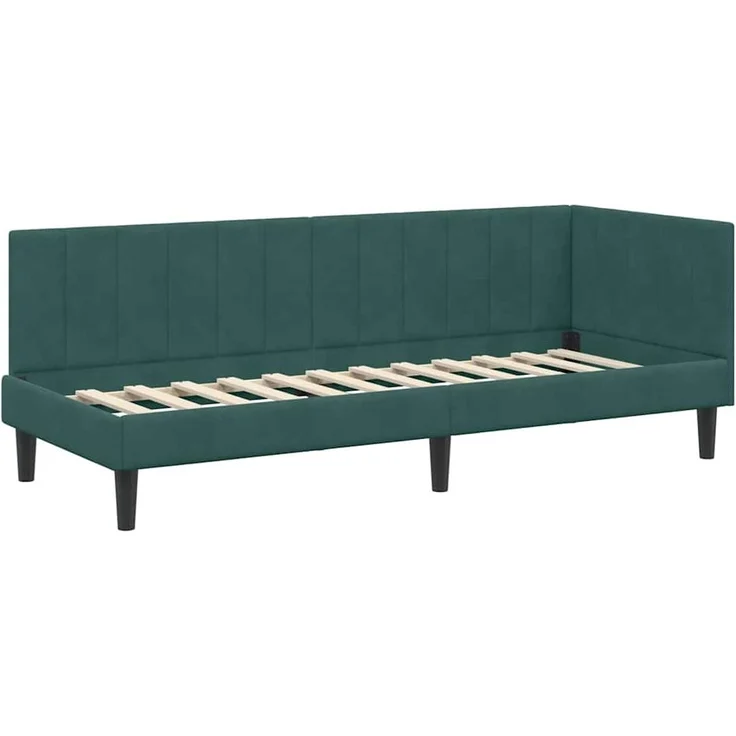 vidaXL Eckbettgestell mit Kopfteil Dunkelgrün 80 cm x 200 cm Samt 42016330 – Bild 3