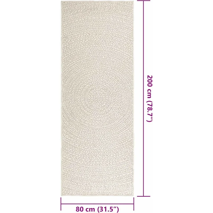 vidaXL Teppich ZIZUR Creme 80x200 cm Jute-Optik Indoor und Outdoor 4010373 – Bild 9