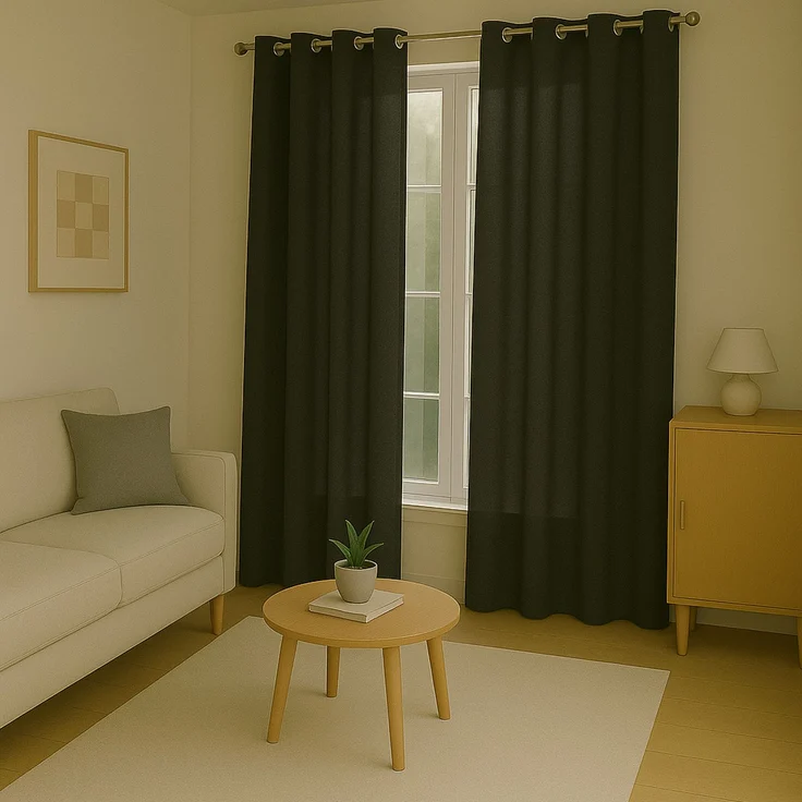 Gardine mit Ösen *** x *** cm ( Breite x Länge ) in ***, blickdichter Vorhang, Ösenvorhang in vielen Variationen 140x225 cm Schwarz – Bild 5
