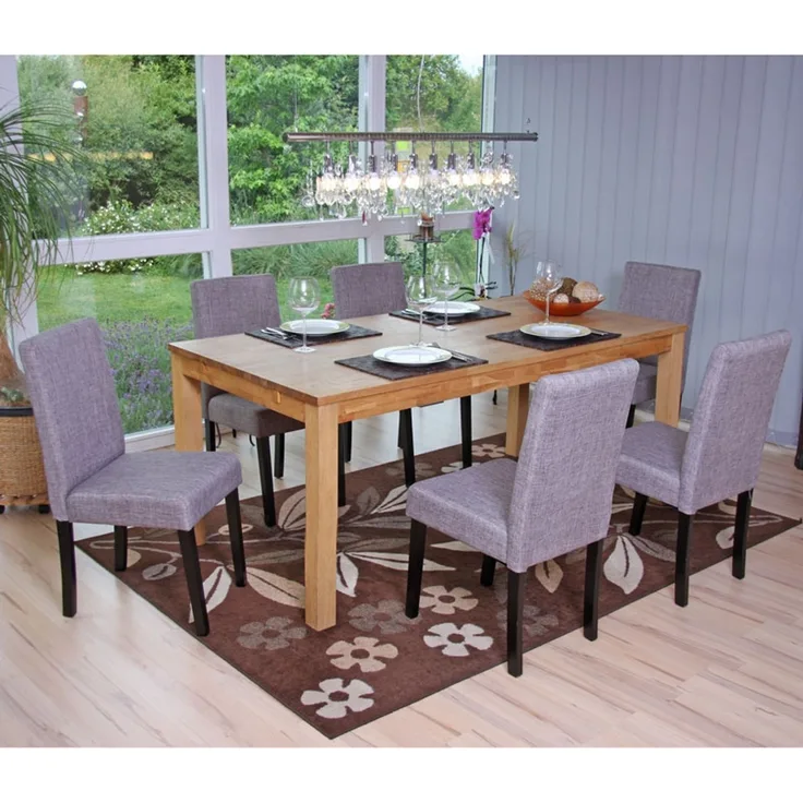 6er-Set Esszimmerstuhl 'Littau' Textil, grau, dunkle Beine
