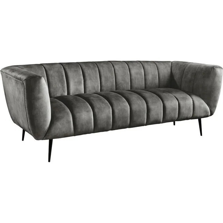 riess-ambiente Sofa NOBLESSE 225cm grau / schwarz, Einzelartikel 1 Teile, Wohnzimmer · Samt · Metall · 3-Sitzer · Federkern · Retro Design