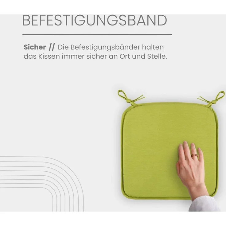 Bestlivings Stuhlkissen mit Haltebändern Canvas, 38x38cm, robust, Mischgewebe, Indoor & Outdoor – Bild 3