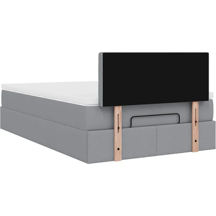 vidaXL Ottoman-Bett mit Matratze Hellgrau 120x200 cm Stoff 3311615 – Bild 8