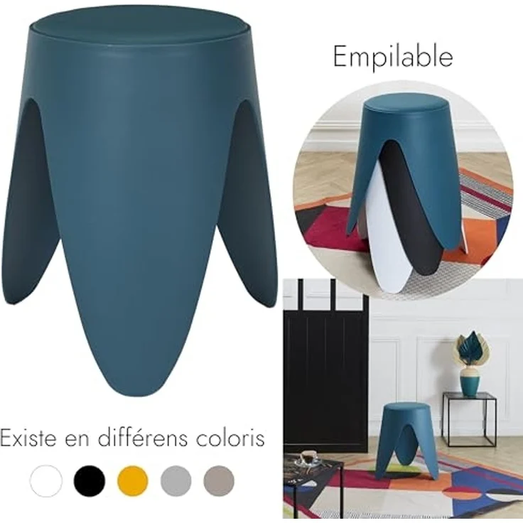 HOME DECO FACTORY, HD0297, Eve Duck Blue Hocker, Les P'Tits Prix, Zeitgenössisch, Möbel, Sitz, Bank und Hocker, 30x46x30 cm, Sitzhöhe 46 cm, Duck Blue – Bild 3