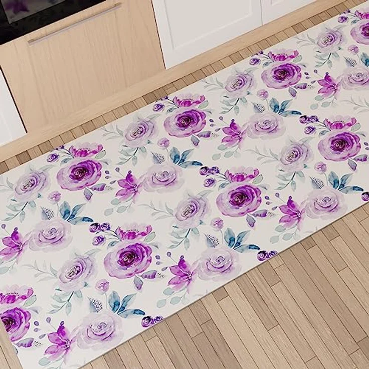 PETTI Artigiani Italiani - Teppich für Küche, rutschfest und waschbar, 52x240 cm, florales Design 02, 100% Made in Italy – Bild 1